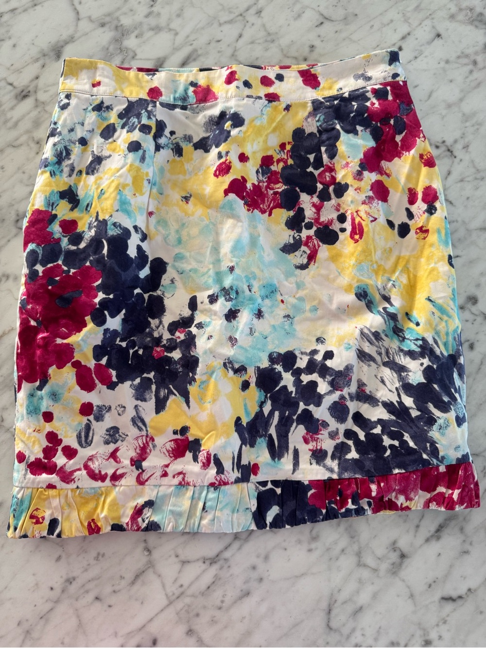 Love Moschino Brushstroke Floral Mini Skirt in Pink, Navy, Yellow, Aqua, White